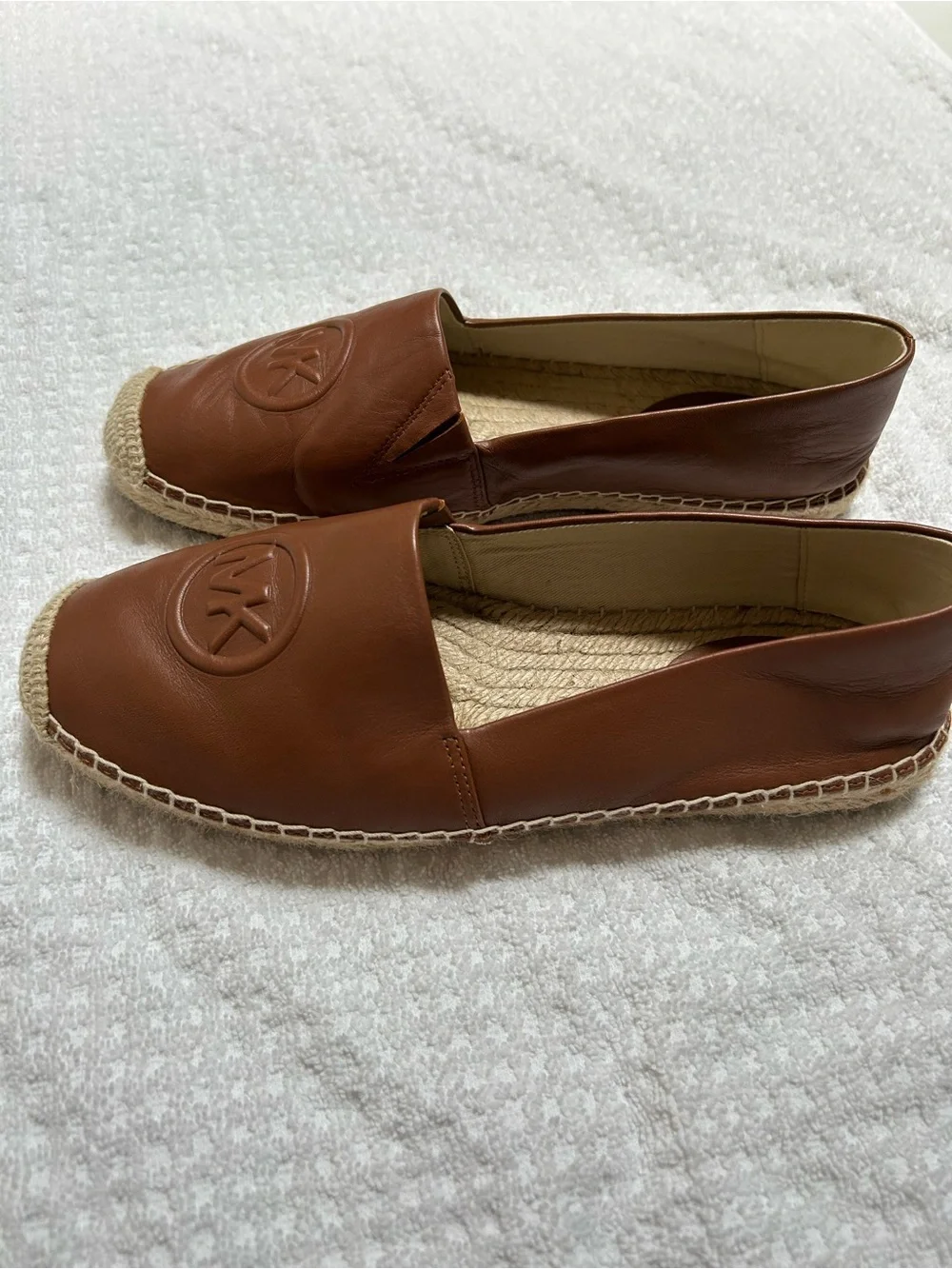 Michael Kors Cognac Leather MK Espadrille Flats